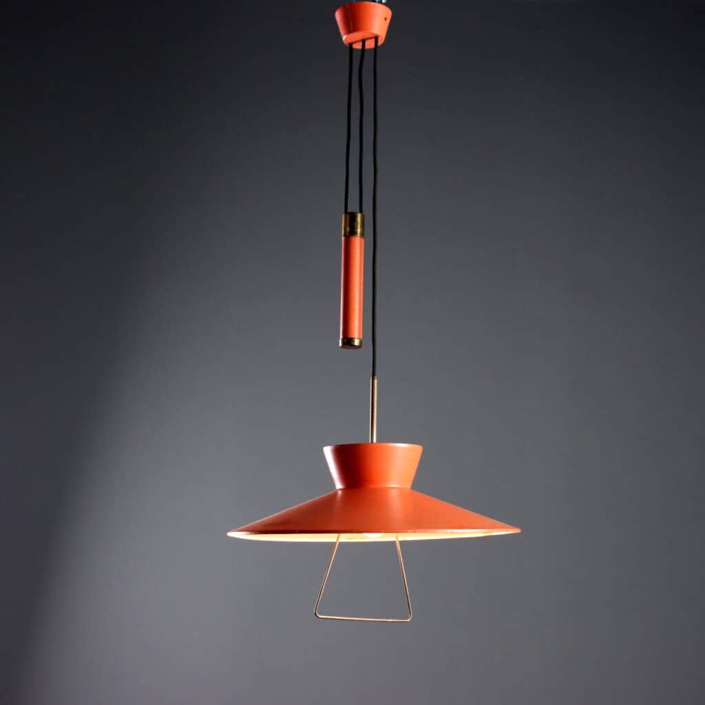 Lampada anni '60 saliscendi arancione