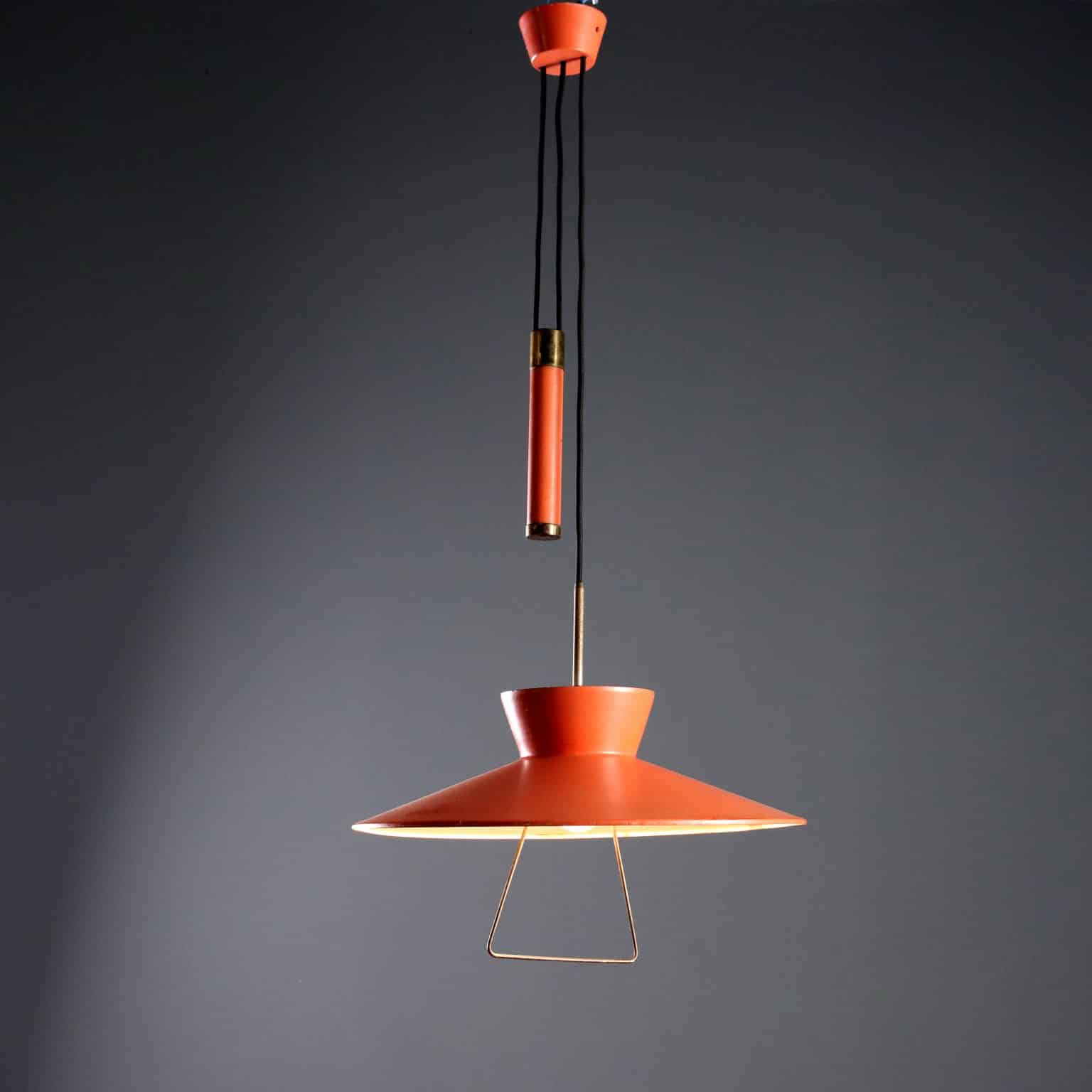 Lampada anni '60 saliscendi arancione