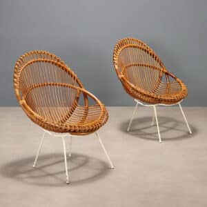 Due Poltroncine vintage in vimini e bambù