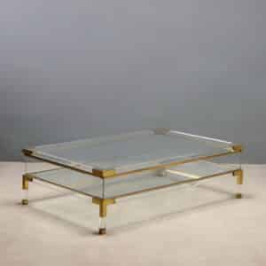 Tavolino in plexiglass e ottone anni '80
