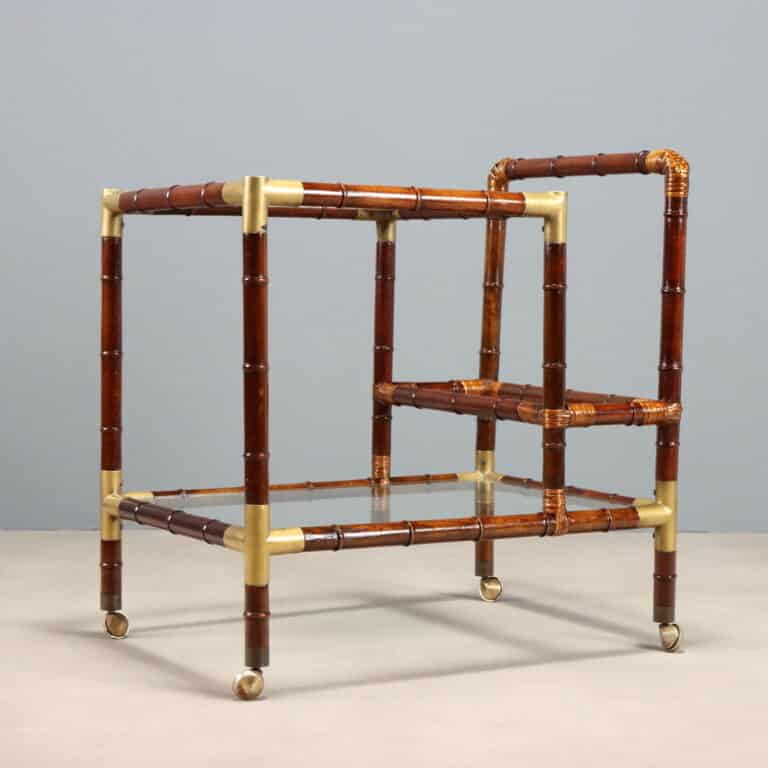 Carrello bar anni '60 in bambù e ottone