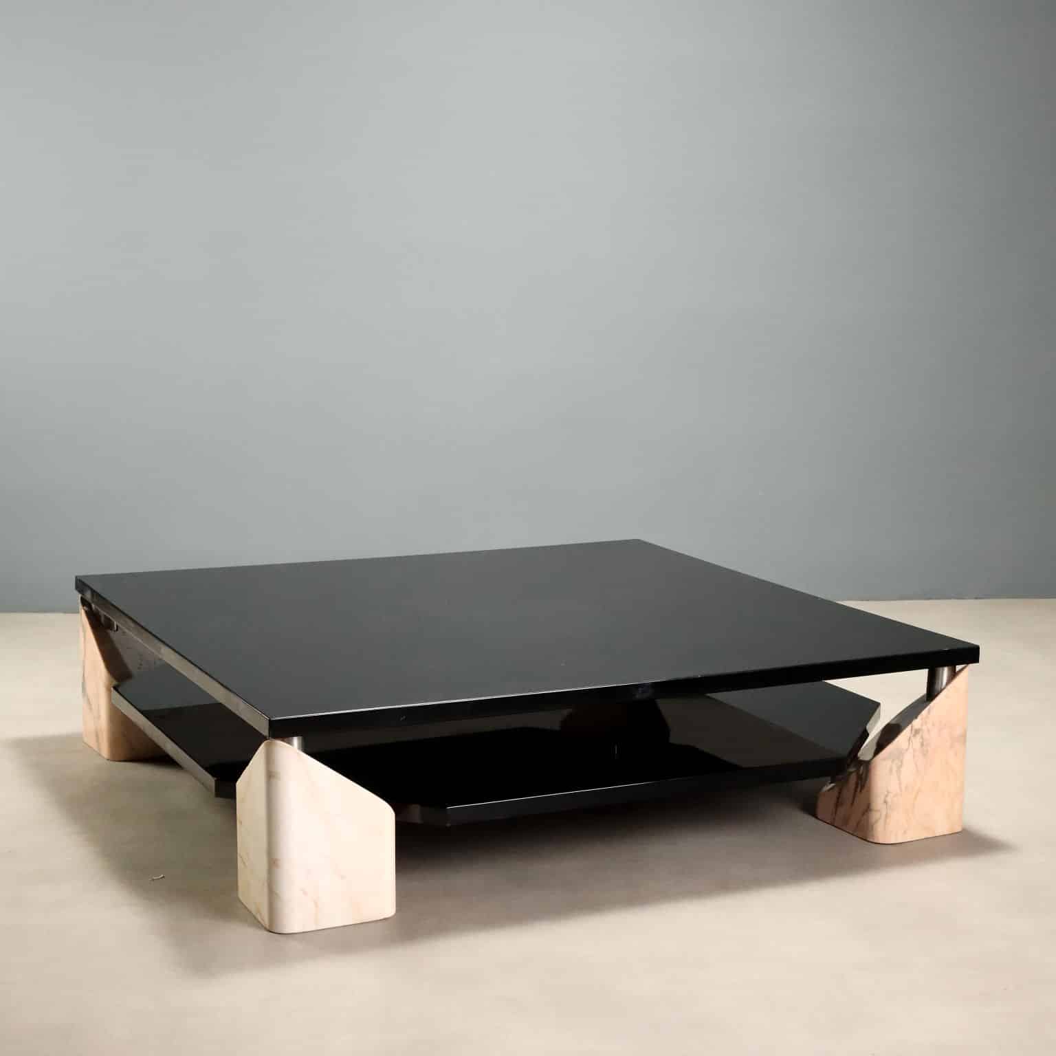 Coffee Table anni '70 con gambe in marmo